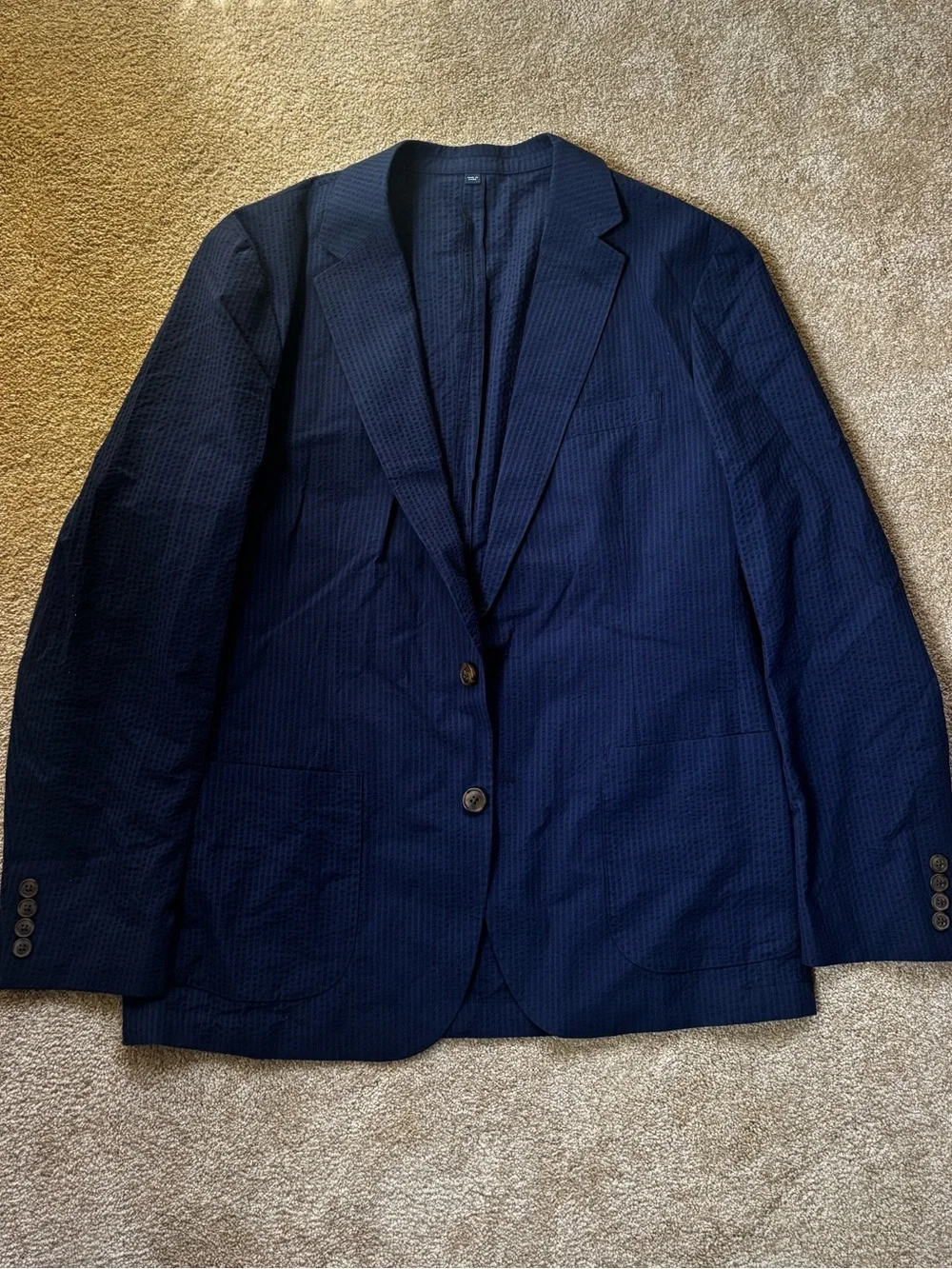 J Crew Thompson Navy Seersucker Blazer